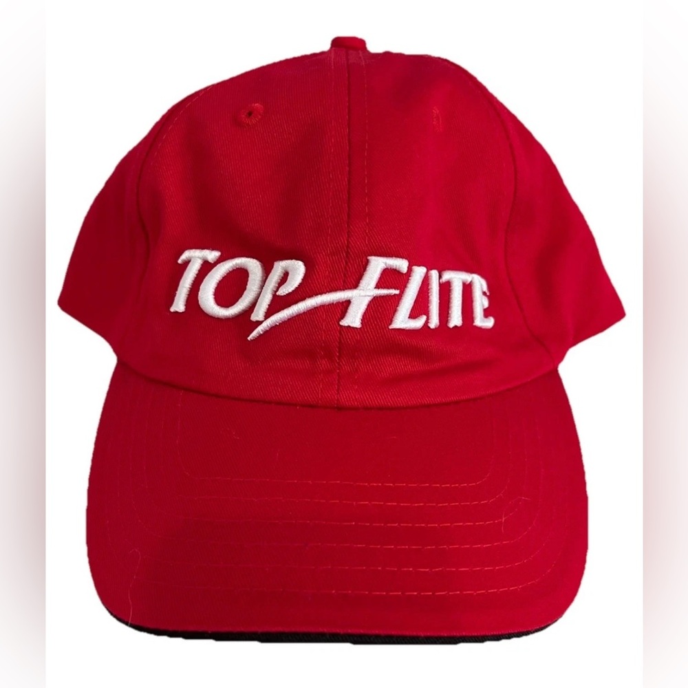 Top-Flite Golf Hat Red Adjustable Strapback Baseball Cap Embroidered 100% Cotton